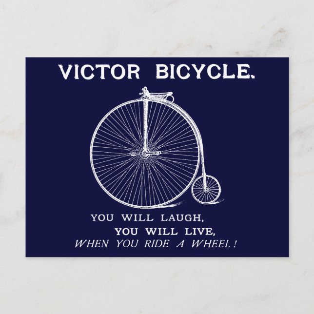 Cartão Postal poster de Bicicleta Victor 1880, Branco (Frente)