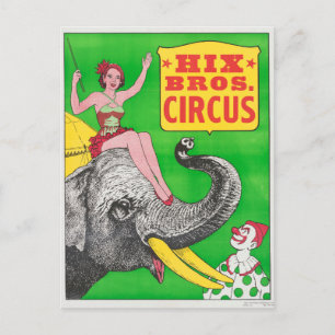 Cartão Postal Poster de Circo Mostrando A Uma Mulher Um Elefante