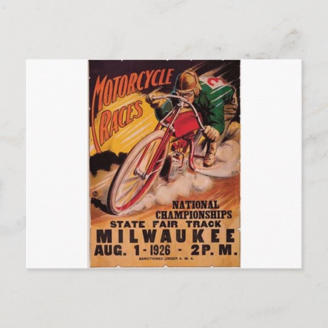 Cartão Postal poster de corridas de 1926 (Frente)