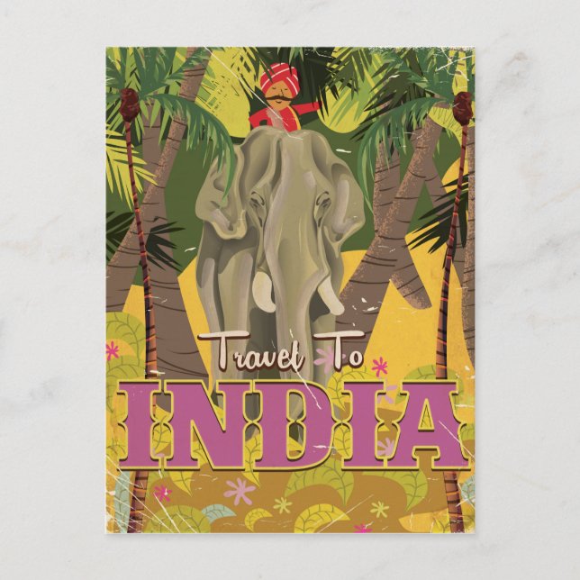 Cartão Postal poster de elefante indiana (Frente)