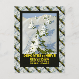 Cartão Postal Poster de Esqui de Réplica Vintage, Picos de Europ