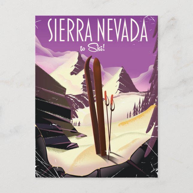 Cartão Postal Poster de esqui de Sierra Nevada (Frente)