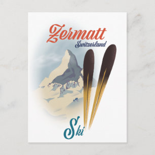 Cartão Postal Poster de esqui de Suiça Zermatt