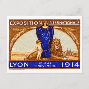Cartão Postal poster de Expo Internacional Lyon 1914