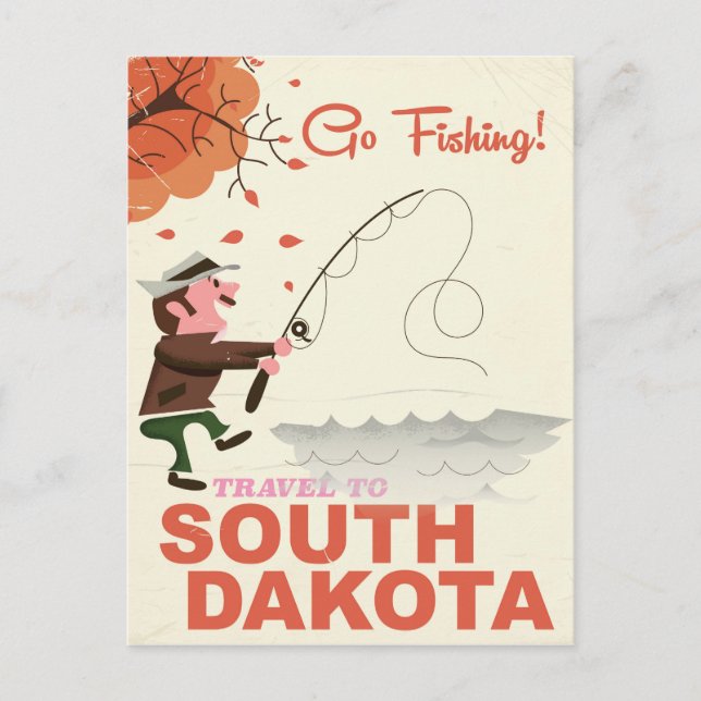 Cartão Postal Poster de férias de pesca de vinhedo de Dakota do  (Frente)