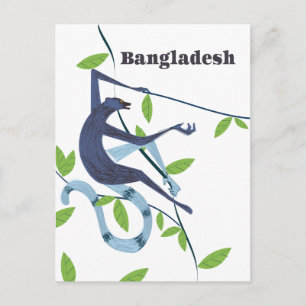 Cartão Postal Poster de férias do Bangladesh com macaco