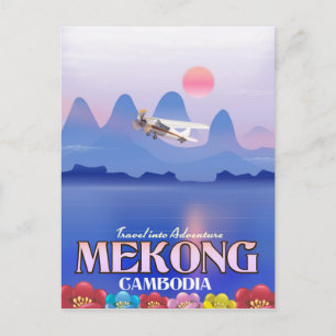 Cartão Postal Poster de Férias do Rio Mekong Camboja