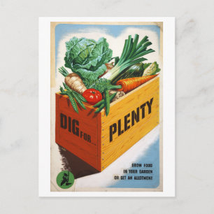 Cartão Postal poster de jardinagem "Dig for Plenty"
