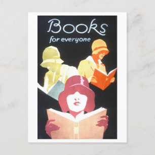 Cartão Postal Poster de Leitura do 1920 "Livros para Todos"