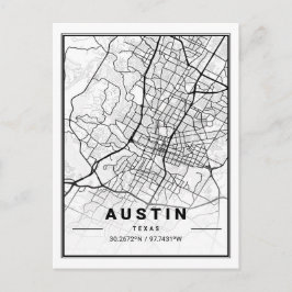 Cartão Postal Poster de Mapa da Cidade do Viagem de Austin Texas