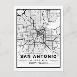 Cartão Postal Poster de Mapa da Cidade Viagem de San Antonio Tex