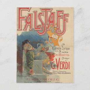 Cartão Postal Poster de ópera Falstaff (estreia de Paris 1894)