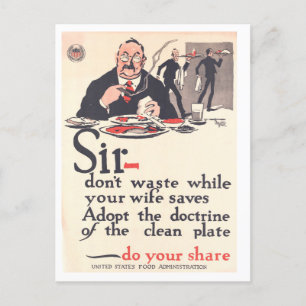Cartão Postal poster de "Placa Limpa" para Homens durante o Cart