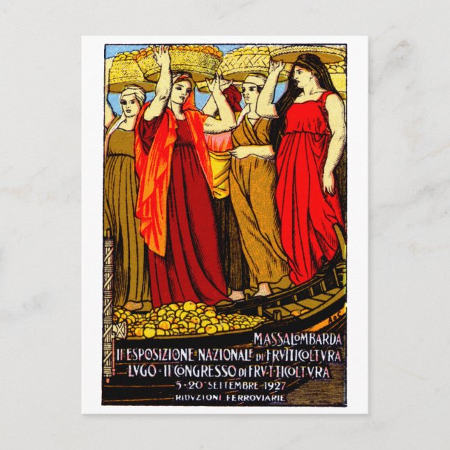 Cartão Postal poster de Produtores de Frutas italianos de 1927 (Frente)