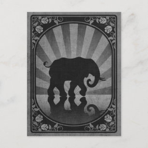 Cartão Postal Poster de Silhueta Elefante de Cinza de de de Vint