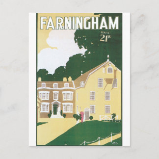Cartão Postal Poster de viagens antigo para Farningham