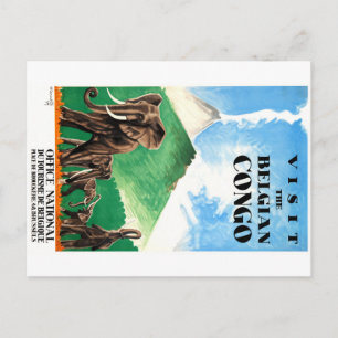 Cartão Postal poster de viagens Belga de Elefantes do Congo de 1
