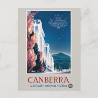 Poster de viagens Canberra Austrália Vintage 1940