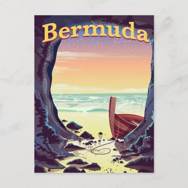 Cartão Postal Poster de viagens da Caverna Pirata das Bermudas (Frente)