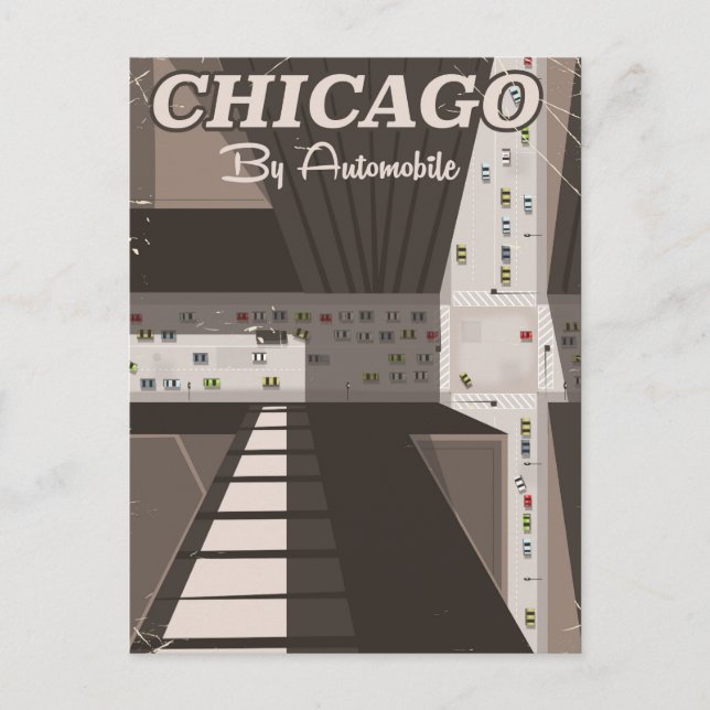 Cartão Postal Poster de viagens da cidade de Chicago (Frente)