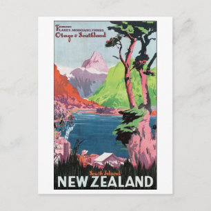 Cartão Postal Poster de viagens da Nova Zelândia da Ilha do Sul