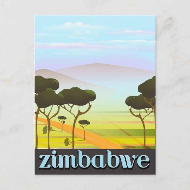 Cartão Postal Poster de viagens da paisagem do Zimbábue (Frente)