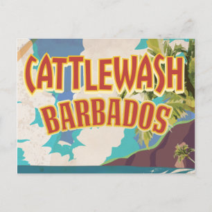 Cartão Postal Poster de viagens de Barbados na praia do Cattlewa
