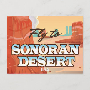 Cartão Postal Poster de viagens de Cartoon do Deserto Sonoran.
