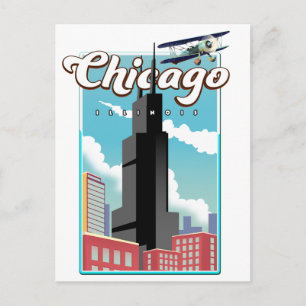 Cartão Postal Poster de viagens de Chicago Illinois EUA