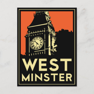 Cartão Postal poster de viagens de deco retro art do westminster