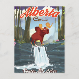 Cartão Postal Poster de viagens de desenho animado Alberta Canad