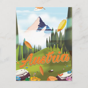 Cartão Postal Poster de viagens de desenho animado austríaco