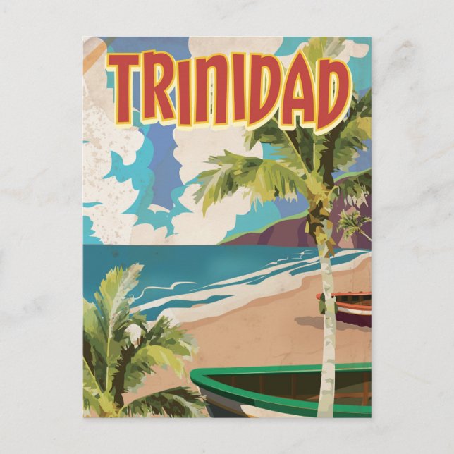 Cartão Postal Poster de viagens de desenho animado de Trinidad (Frente)