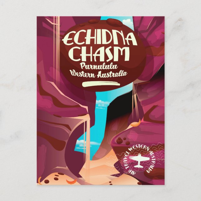 Cartão Postal Poster de viagens de desenho animado Echidna Chasm (Frente)