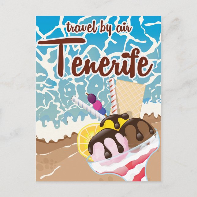 Cartão Postal Poster de viagens de desenho do sorvete Tenerife (Frente)