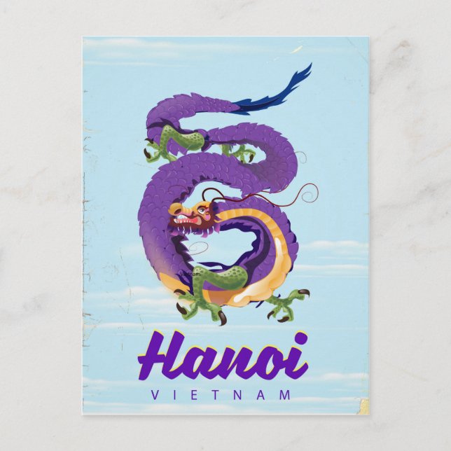 Cartão Postal Poster de viagens de dragão de safra Vietnã Hanoi (Frente)