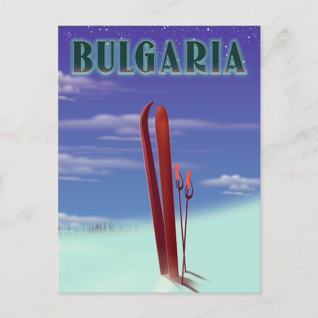 Cartão Postal Poster de viagens de esqui da Bulgária (Frente)