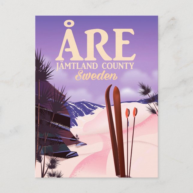 Cartão Postal Poster de viagens de esqui de Åre Suecia (Frente)