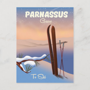 Cartão Postal Poster de viagens de Esqui de Grécia Parnassus