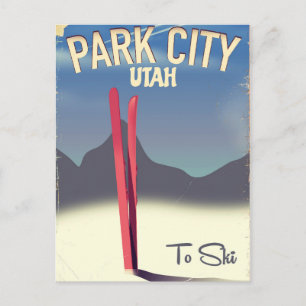 Cartão Postal Poster de viagens de esqui de Utah park