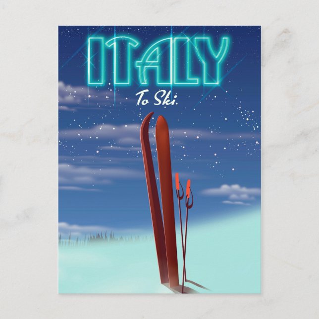 Cartão Postal Poster de viagens de Esqui "gelo" da Itália. (Frente)