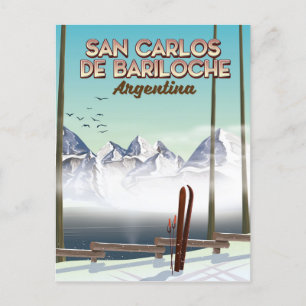 Cartão Postal Poster de viagens de Esqui San Carlos de Bariloche