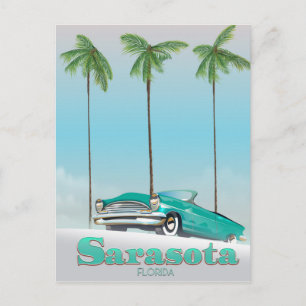 Cartão Postal Poster de viagens de estilo Sarasota Florida Vinta