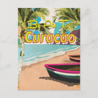 Cartão Postal Poster de viagens de Férias Retroativas do Curacao