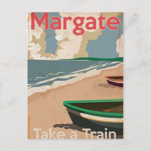 Cartão Postal Poster de viagens de locomotivas Margate Vintage