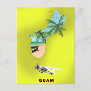 Cartão Postal Poster de viagens de mapa ilustrado por Guam