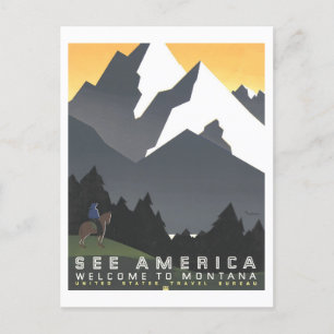 Cartão Postal Poster de viagens de Montana "See America"