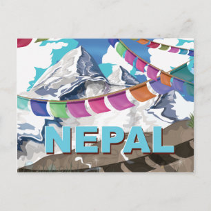 Cartão Postal Poster de viagens de Oração Himalaia no Nepal