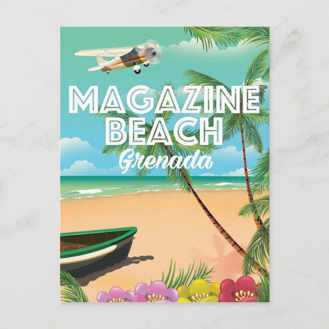 Cartão Postal Poster de viagens de Praia da Revista Grenada (Frente)