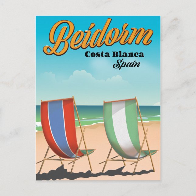 Cartão Postal Poster de viagens de praia de Benidorm (Frente)